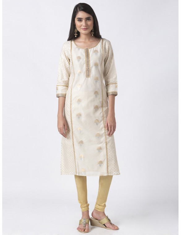 White Chanderi Kurta 