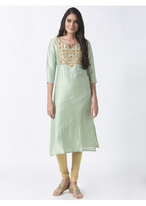 Mint Kurta with Embroidery