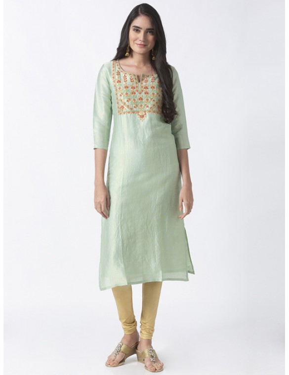 Mint Kurta with Embroidery