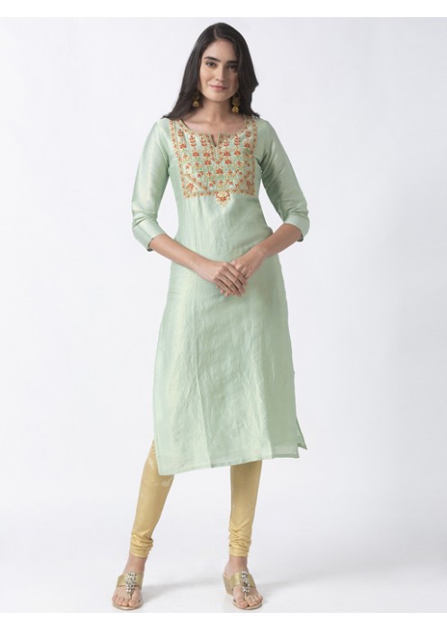 Mint Kurta with Embroidery