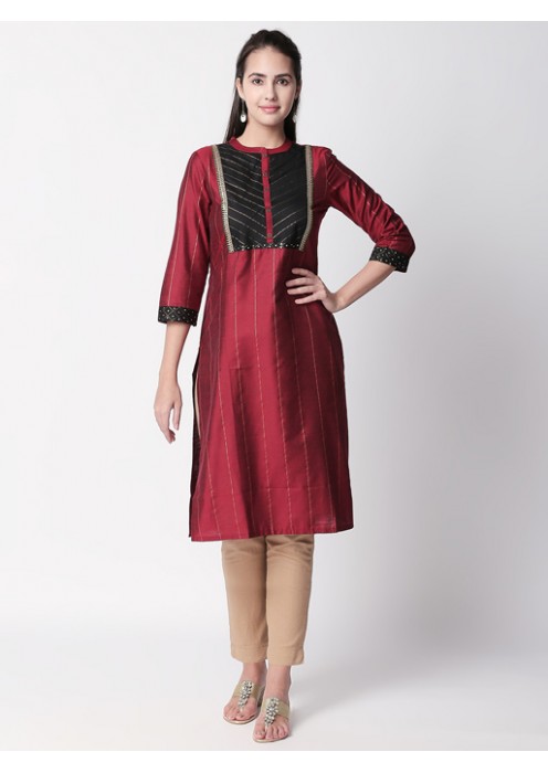 Maroon Straight Fit Kurta