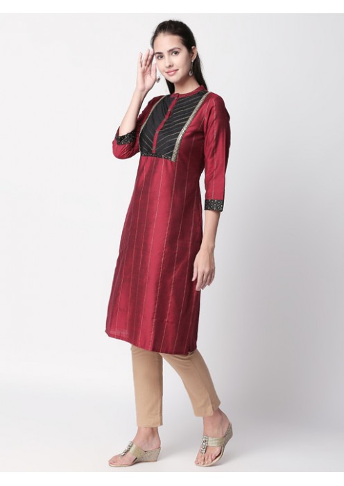 Maroon Straight Fit Kurta