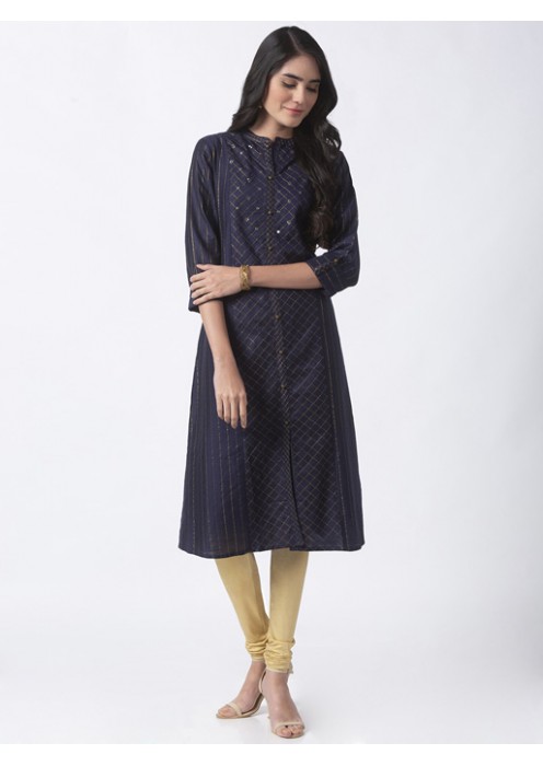 Navy Blue Kurta with lurex 