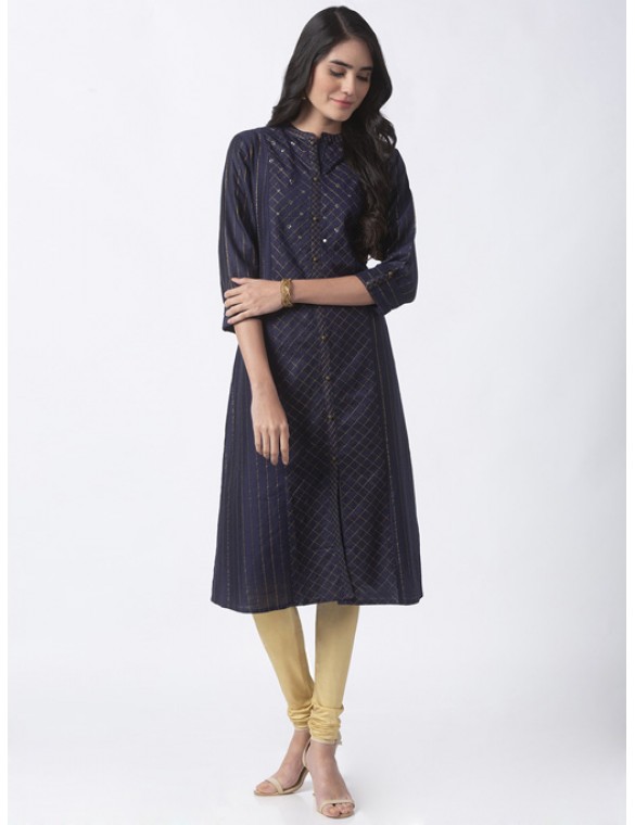 Navy Blue Kurta with lurex 