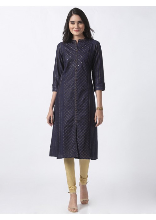 Navy Blue Kurta with lurex 