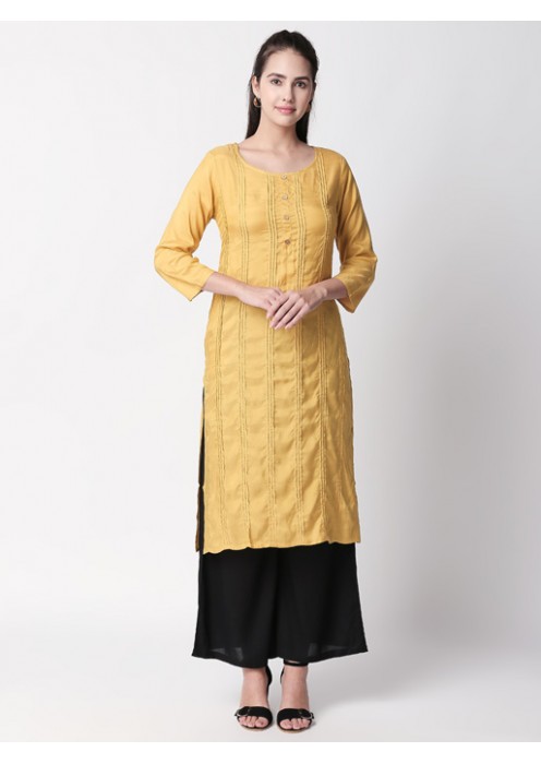 Mustard Yellow Solid Kurta