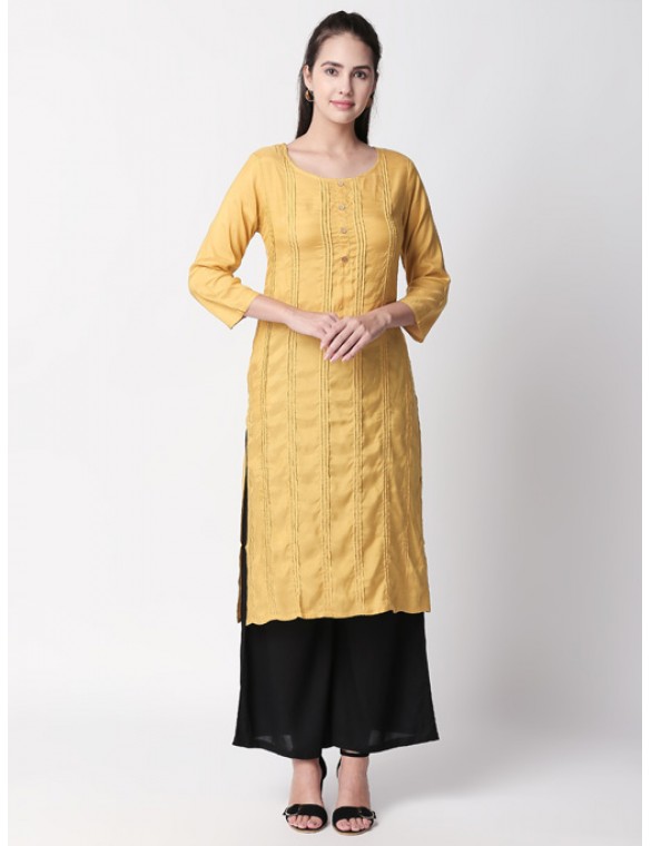 Mustard Yellow Solid Kurta