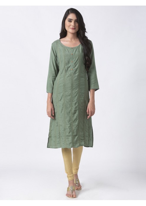 Sap Green Solid Kurta