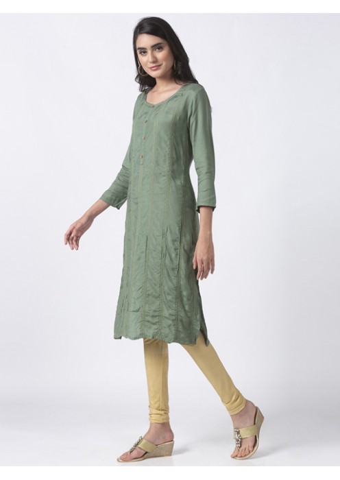 Sap Green Solid Kurta