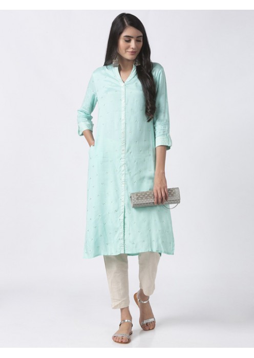 Sky Blue Kurta with Dew Drop