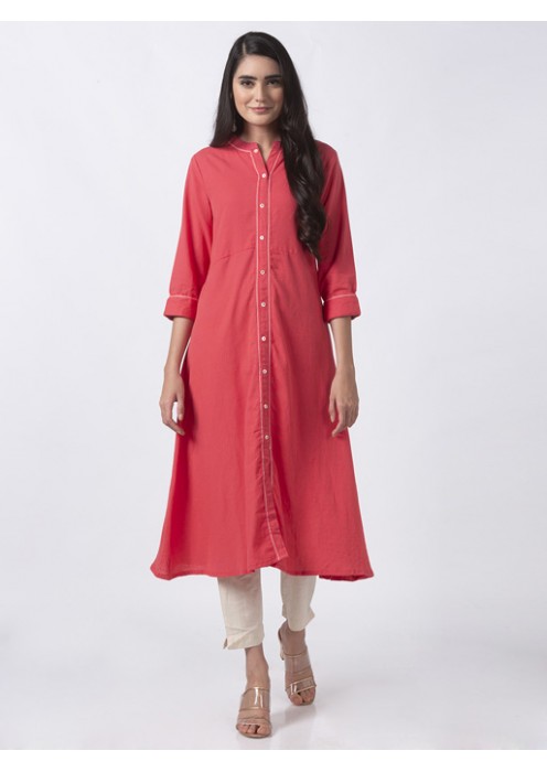 Coral Solid Kurta