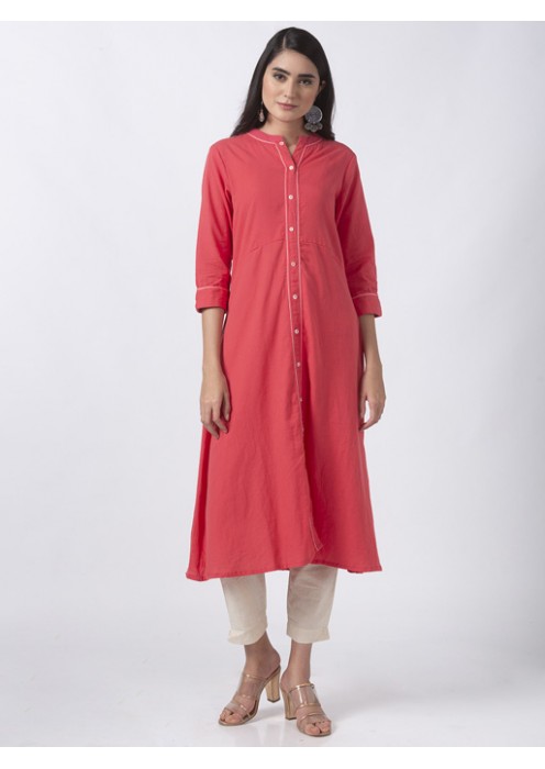 Coral Solid Kurta