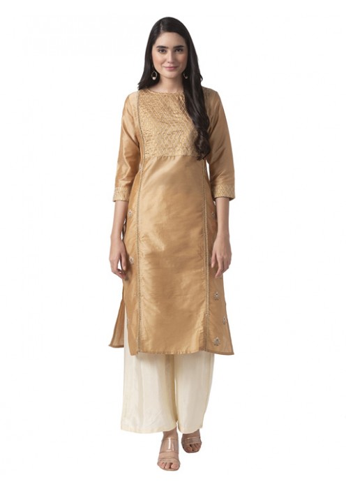 Gold Kurta with Embroidery