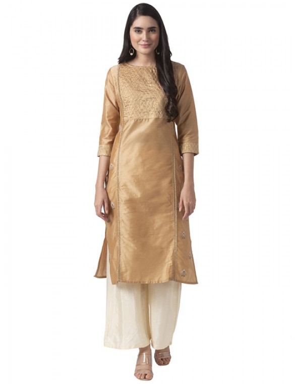 Gold Kurta with Embroidery