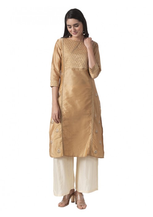 Gold Kurta with Embroidery