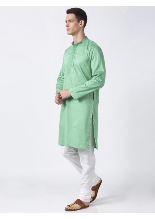 Pastal Green Cotton textured long kurta 