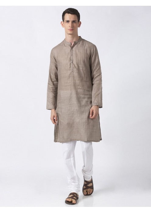 Grey striped Art Silk long kurta 