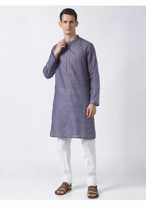 Purple Art Silk striped long kurta 