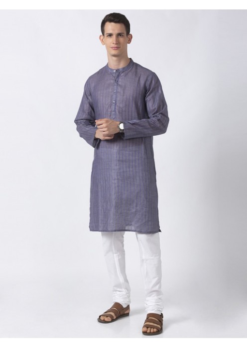 Purple Art Silk striped long kurta 