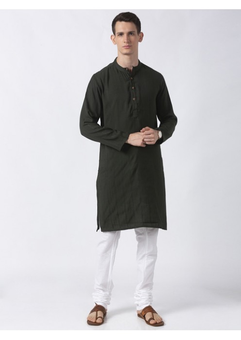 Green Cotton dobby long Kurta 