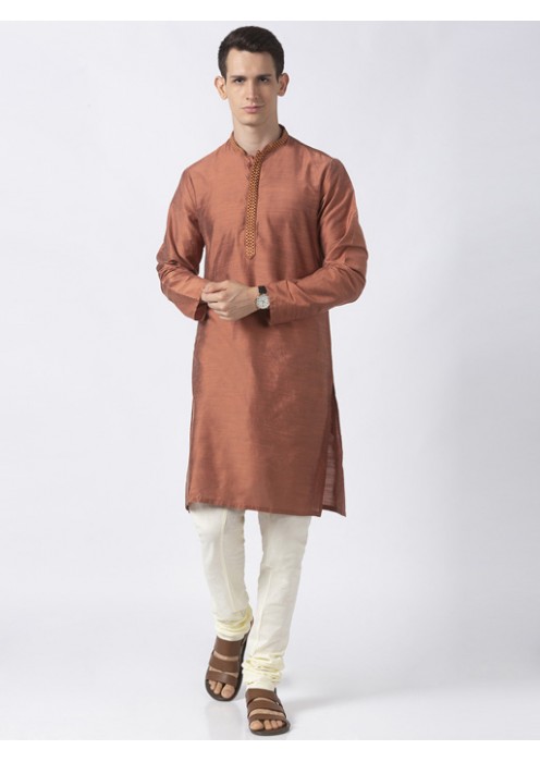 Rust Art Silk long kurta 