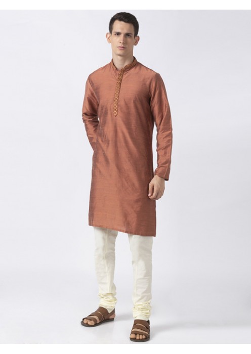 Rust Art Silk long kurta 