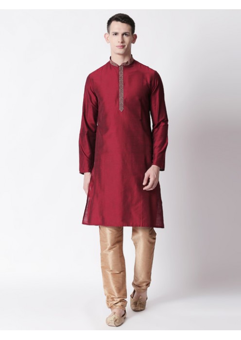 Maroon Art Silk long kurta 