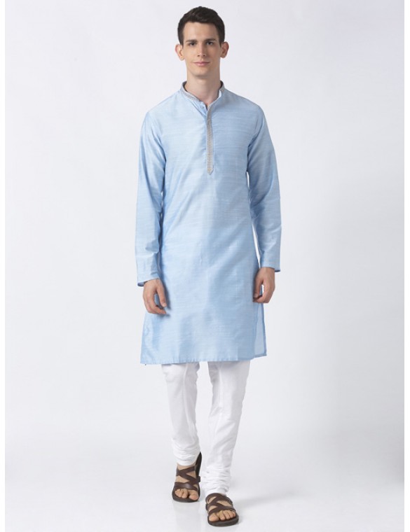 Blue Art silk long kurta 