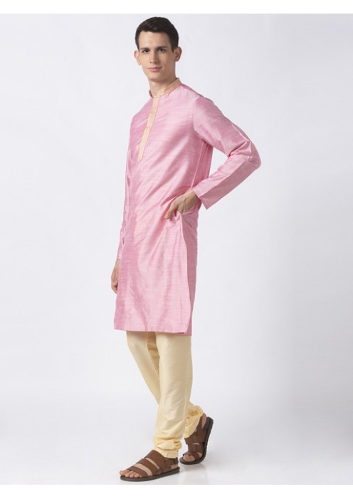 Pink Art Silk long kurta 