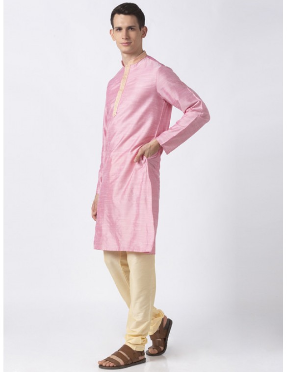 Pink Art Silk long kurta 