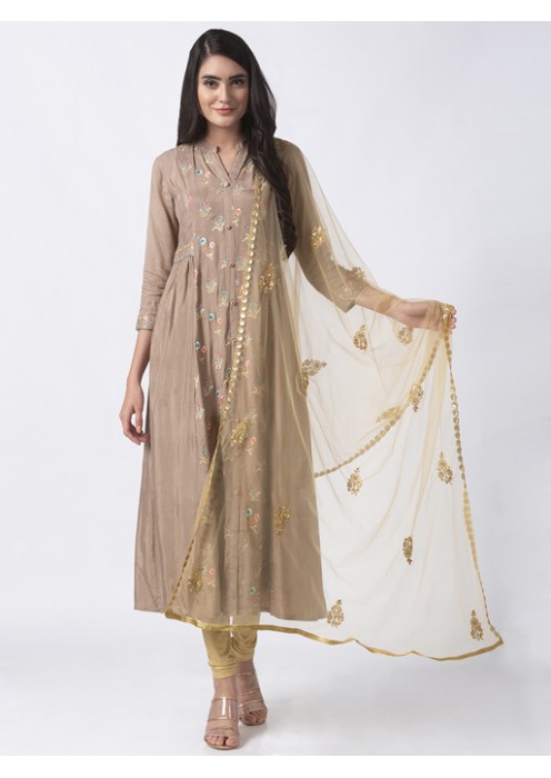 Gold Embroidered Net Dupatta