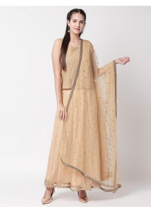 Gold Sequins Net Dupatta