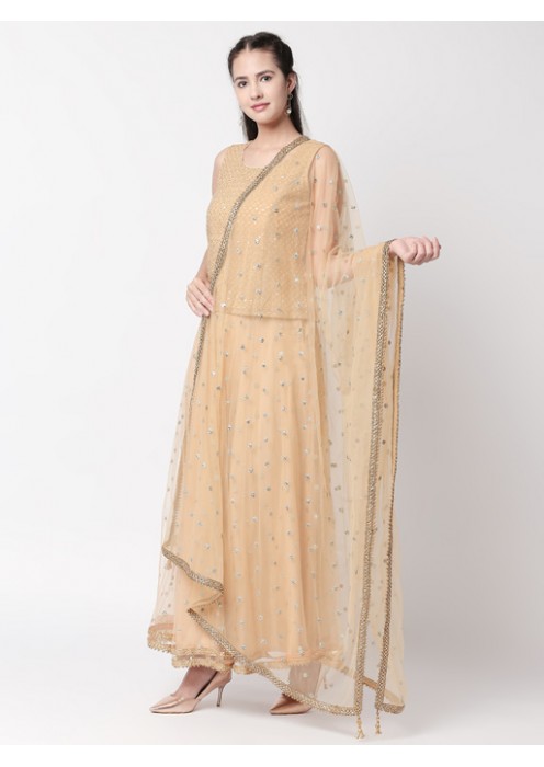 Gold Sequins Net Dupatta