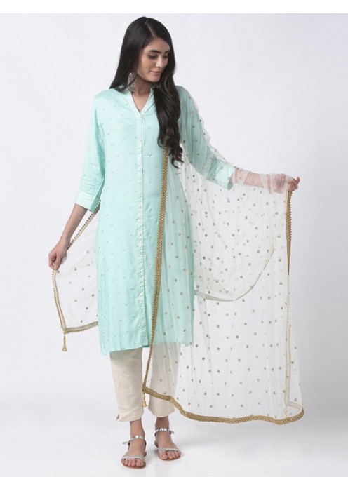 White Sequins Net Dupatta 