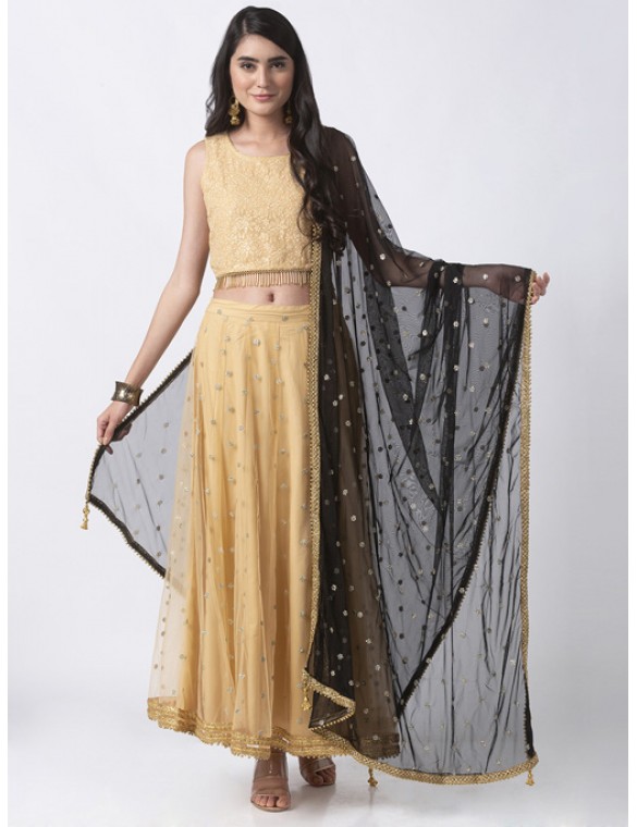 Black Sequins Net Dupatta