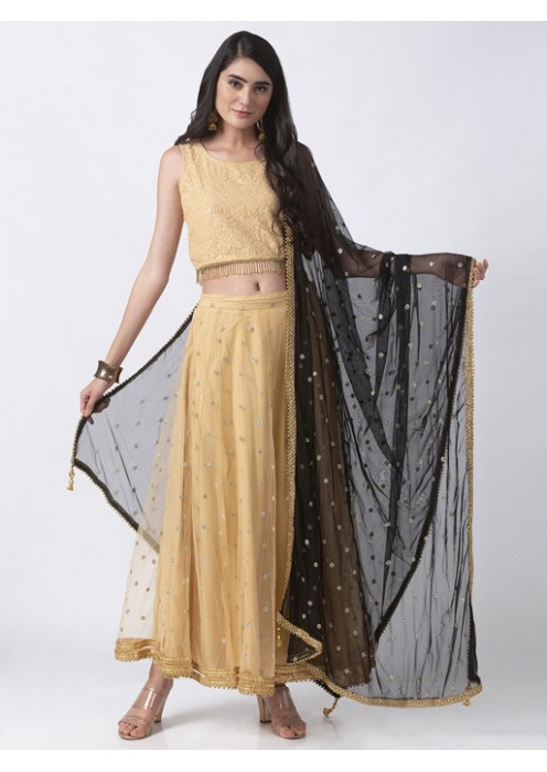 Black Sequins Net Dupatta