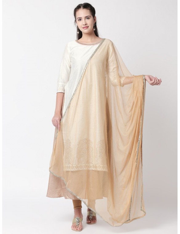 Beige Net Dupatta