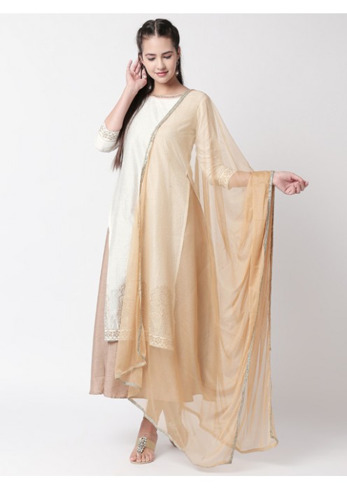 Beige Net Dupatta