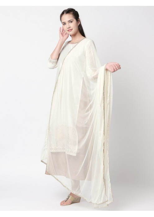 Off White Sequins Net Dupatta