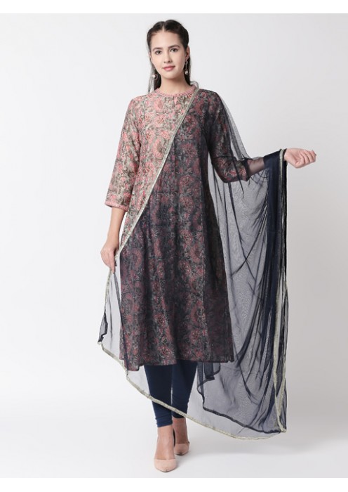 Navy Net Dupatta