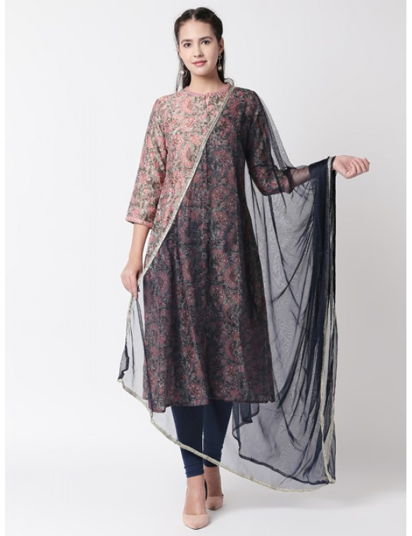 Navy Net Dupatta