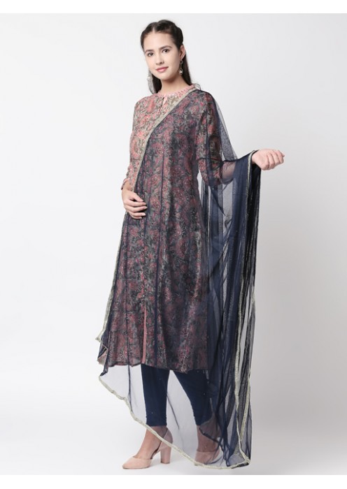 Navy Net Dupatta