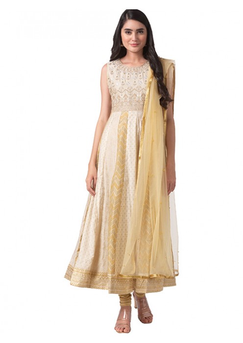 Beige Sequins Net Dupatta