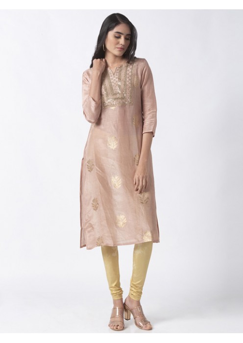 Onion Pink Embroidered Kurta 