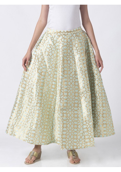 Green Flared Skirt