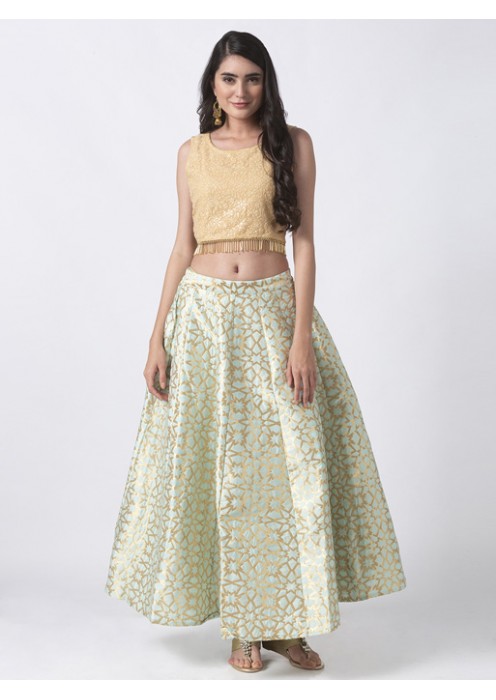 Green Flared Skirt