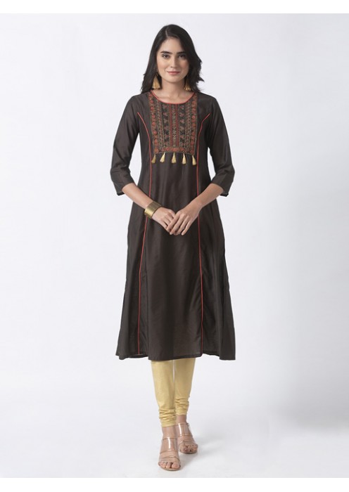 Olive Kurta with Embroidery