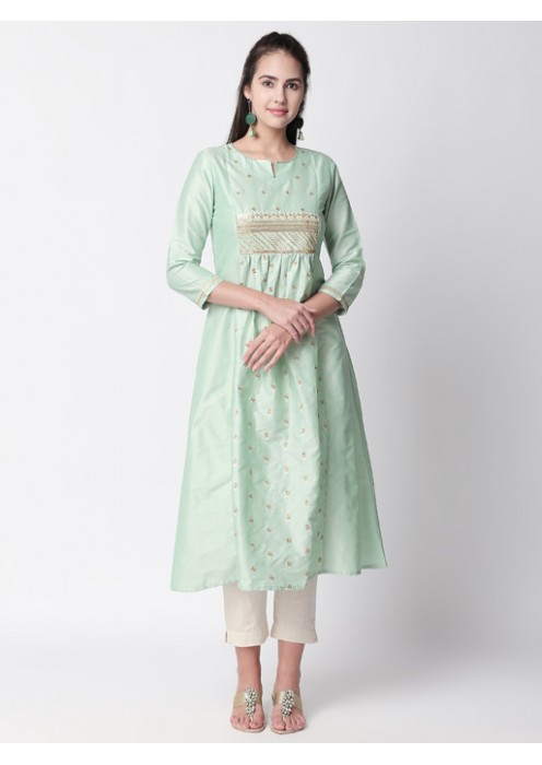 Green Kurta with Embroidery