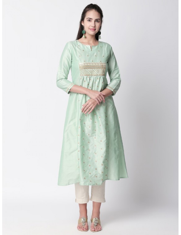 Green Kurta with Embroidery