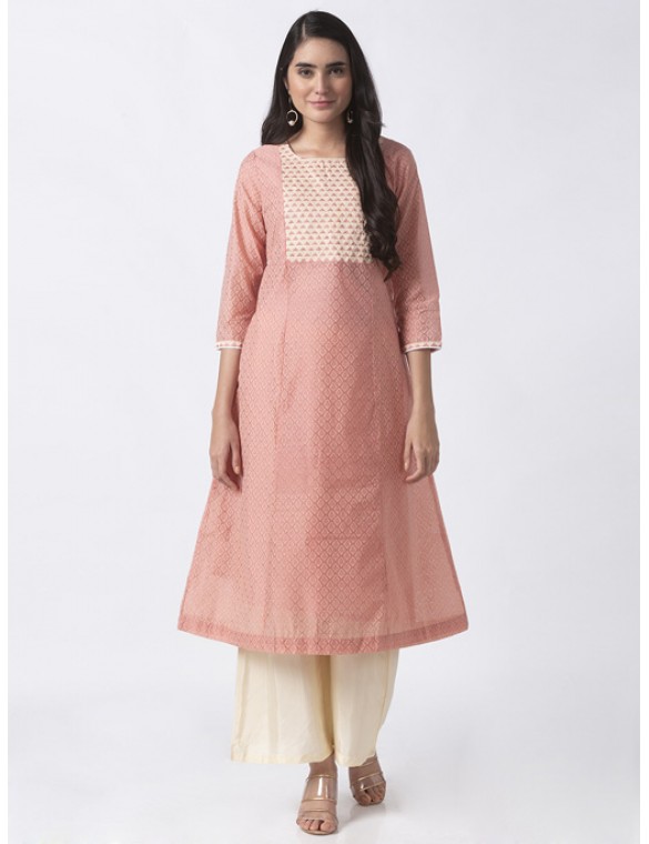 Coral Kurta with Embroidery